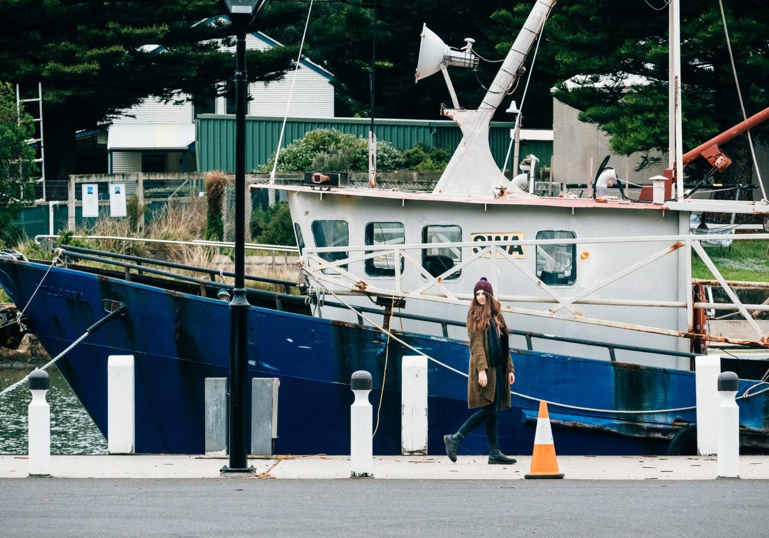Fishing boat moored on the Moyne River, Port Fairy