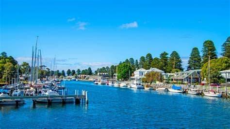 Yachts and fishing boats moored in the Port Fairy marina